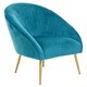 image 2 of Interiors by Premier Blue Occasional Arm Chair with Curved Back, Velvet Upholstered Chair, Indoor Lounge Chair for Living Room