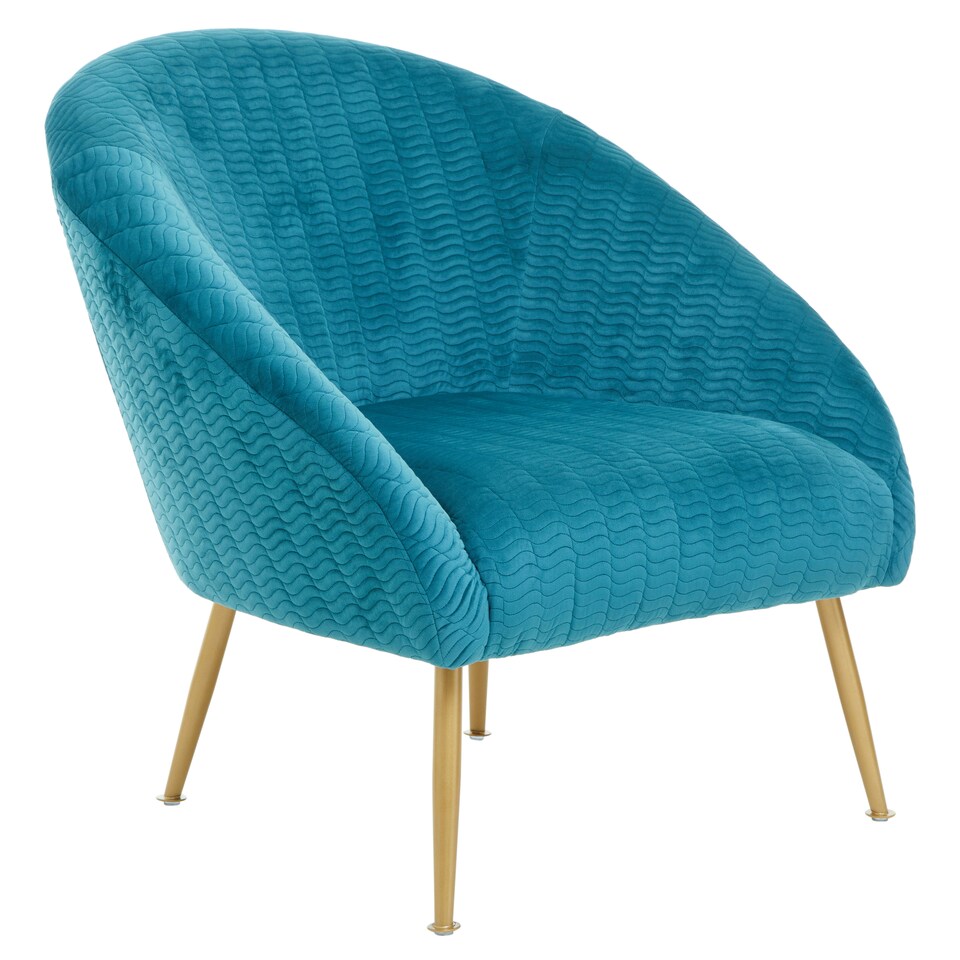 image 1 of Interiors by Premier Blue Occasional Arm Chair with Curved Back, Velvet Upholstered Chair, Indoor Lounge Chair for Living Room