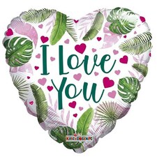 Hearts & Leaves I Love You Heart Shape ECO Foil Helium Balloon 46cm / 18 in