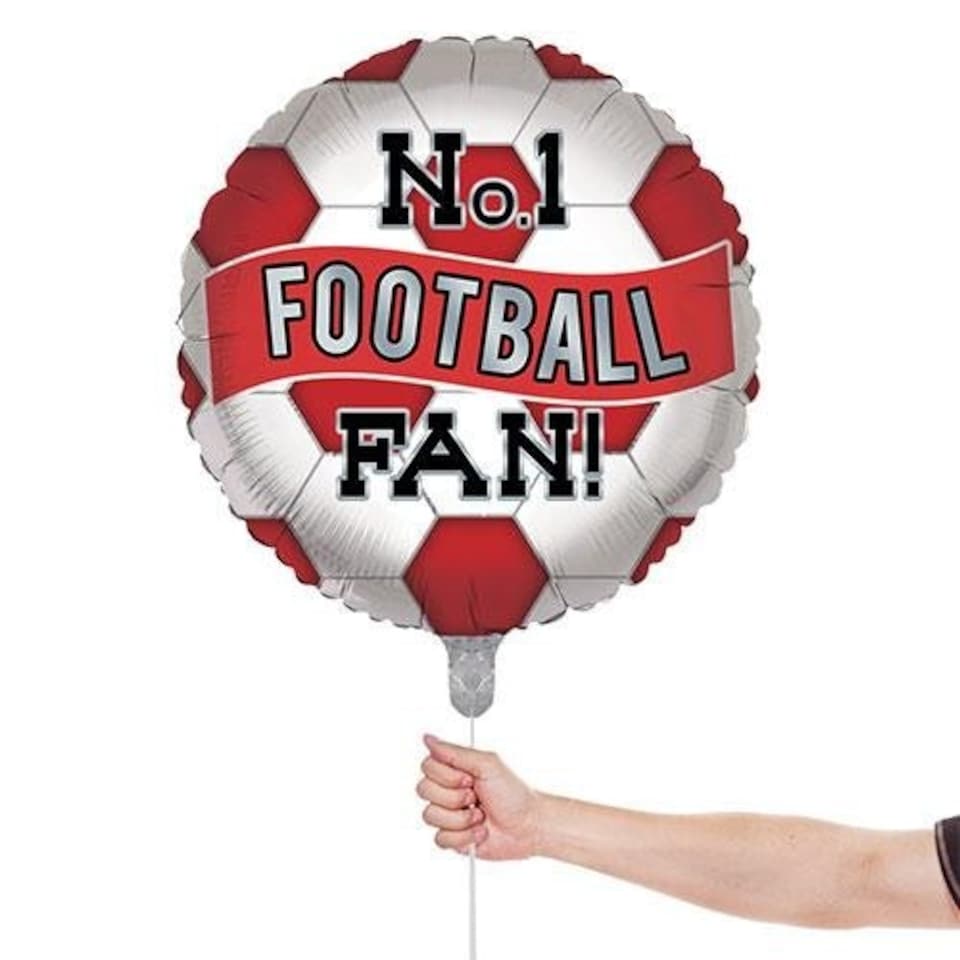 image 1 of Red & White No. 1 Football Fan Round Foil Helium Balloon 46cm / 18 in | Red