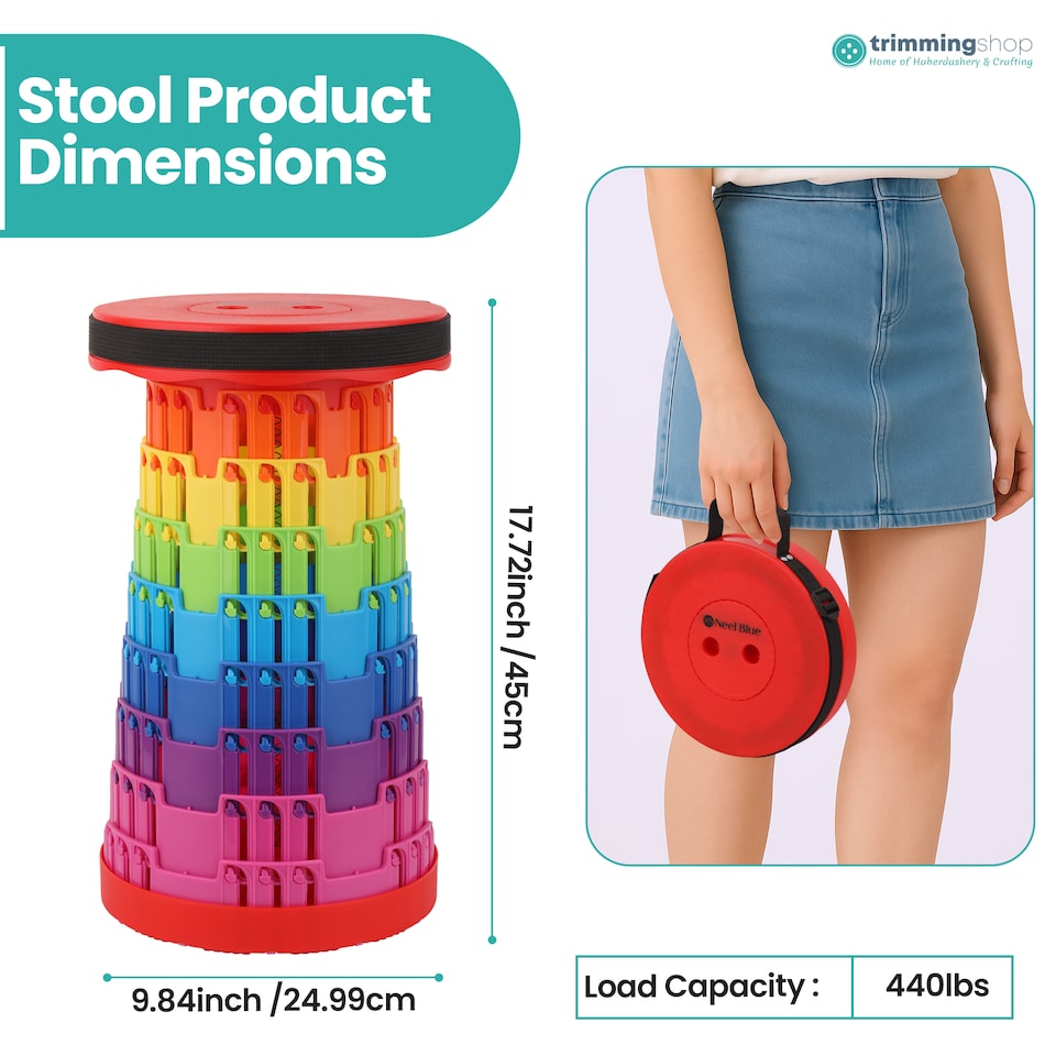 image 1 of Trimming Shop Portable Folding Stool, Telescopic Collapsible Stool