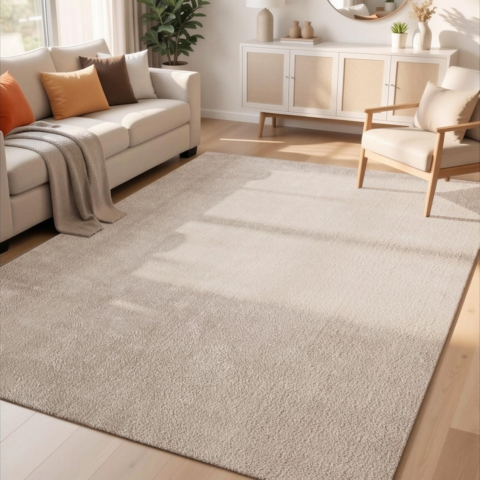image 1 of Comfy Washable Low Pile Living Room Plain Area Rug
