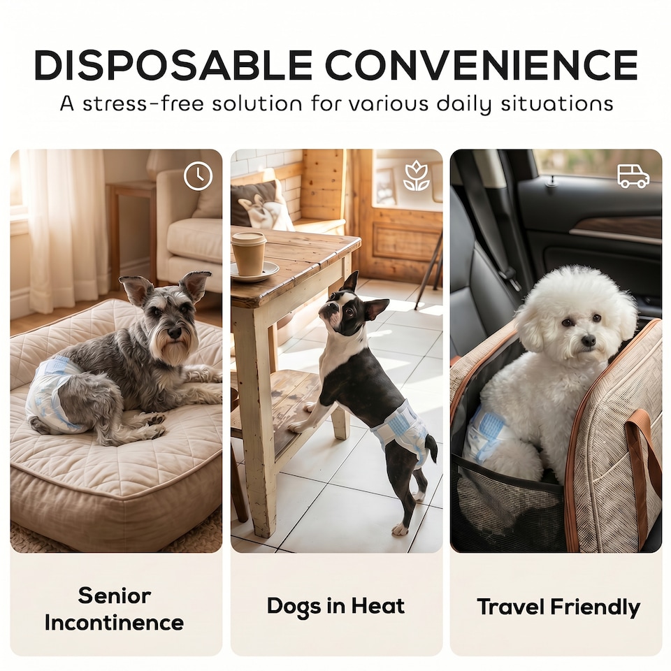 image 1 of PawHut Disposable Dog Diapers Female Dog Nappies M Dogs 48 Count