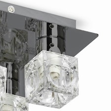 ValueLights Pair Of Modern Black Chrome Ice Cube 5 Way Flush Ceiling Lights
