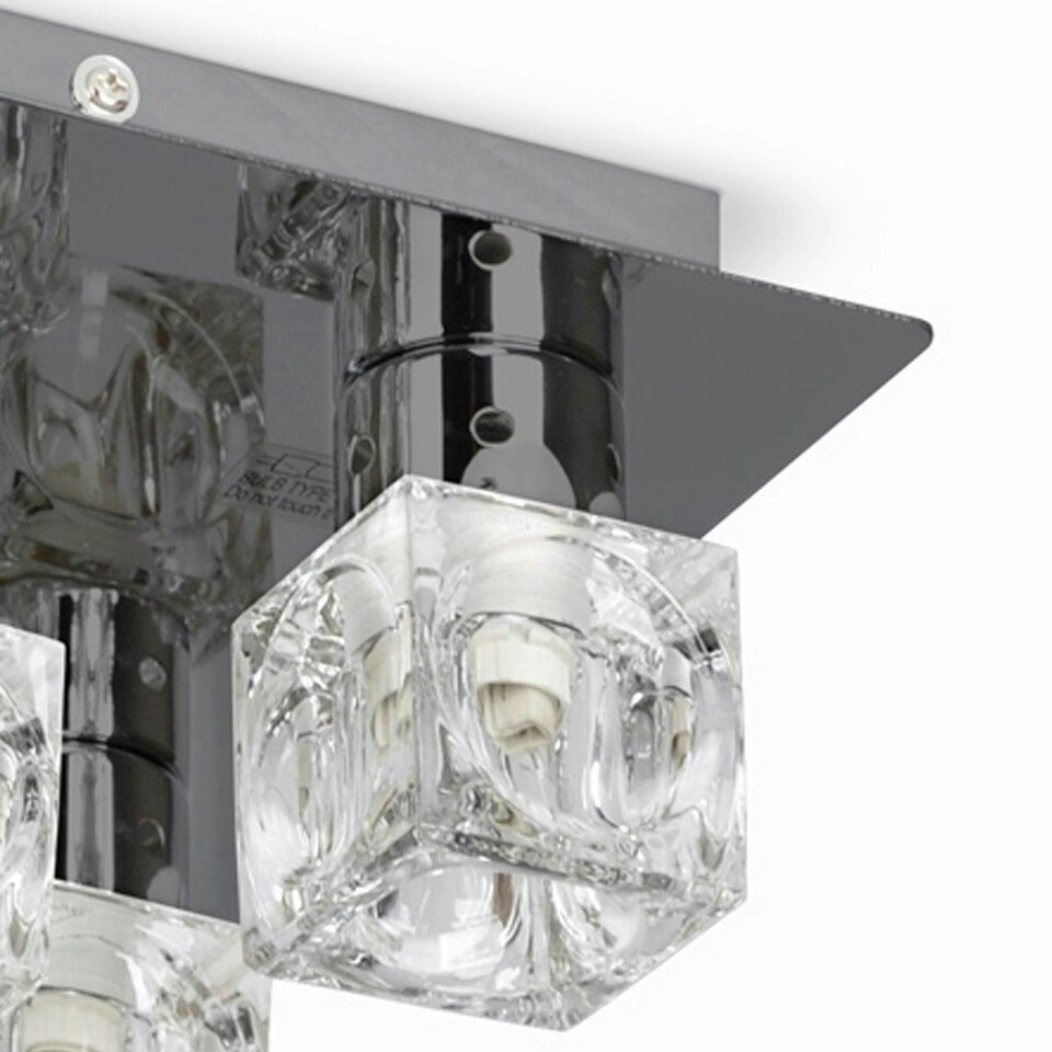 image 1 of ValueLights Pair Of Modern Black Chrome Ice Cube 5 Way Flush Ceiling Lights