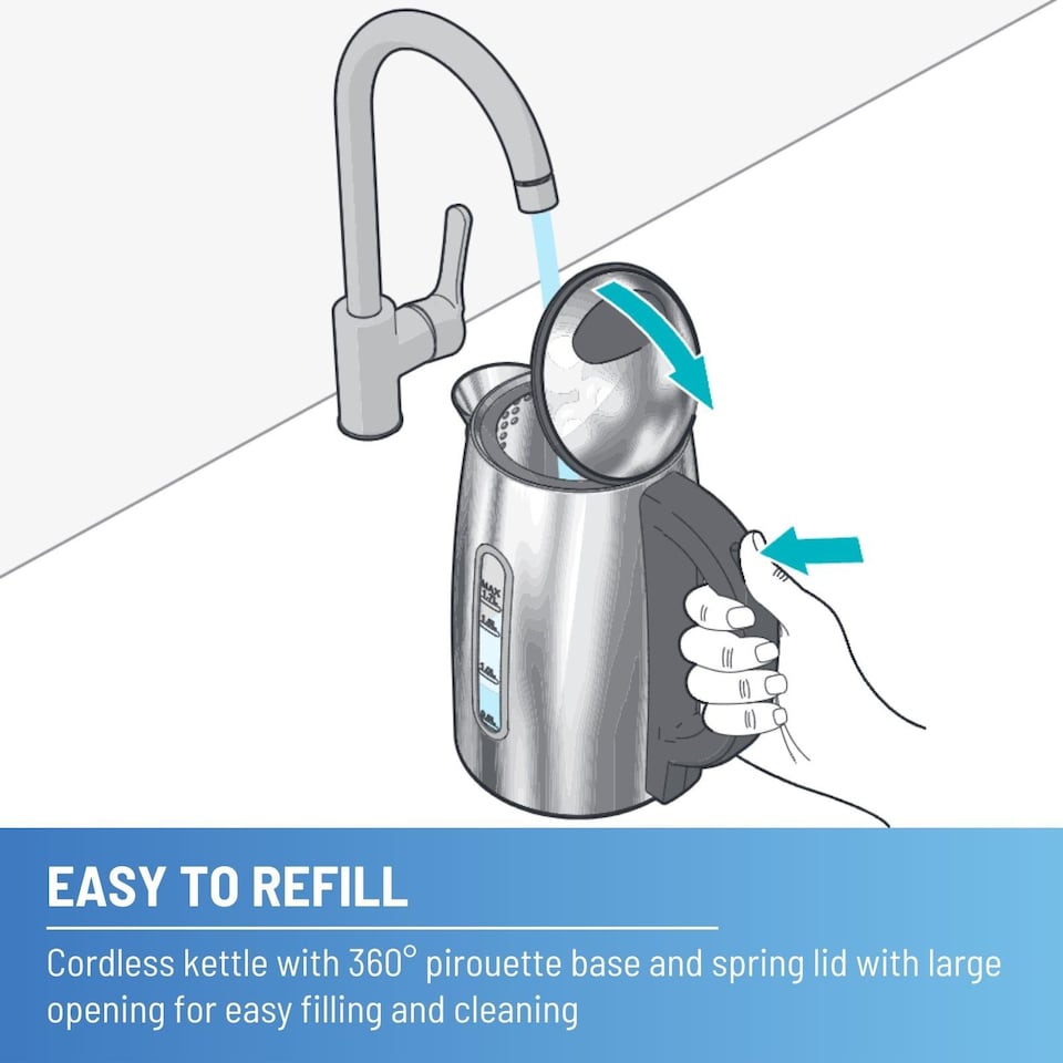 image 1 of Nedis Smart Wi-Fi Kettle, 1.7L Stainless Steel, Variable Temperature 70-100c, 2200W, App& Voice Control, Compatible with Alexa & Google