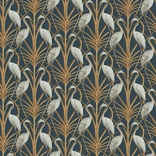 The Chateau By Angel Strawbridge Nouveau Heron Wallpaper - Navy/Grey/Brown - 32.1ft x 21in | Blue