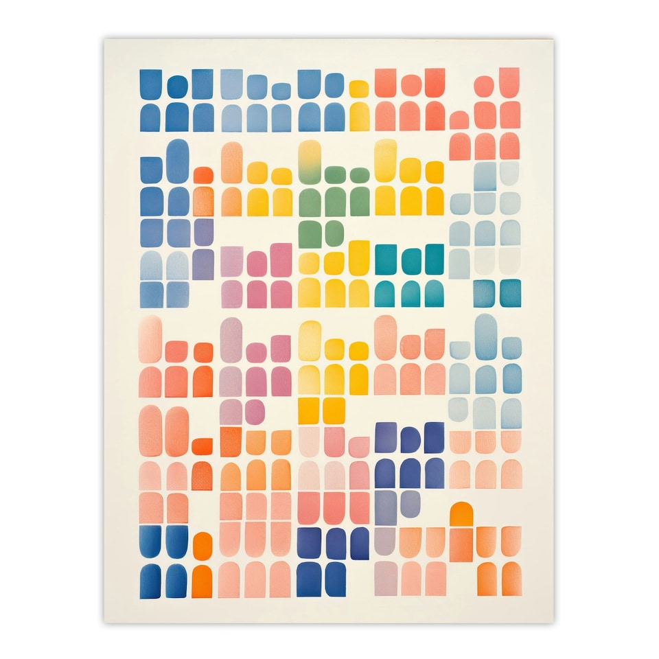 image 1 of Pastel Abstract Geometric Calming Home Decor Black Framed Wall Art Print A4