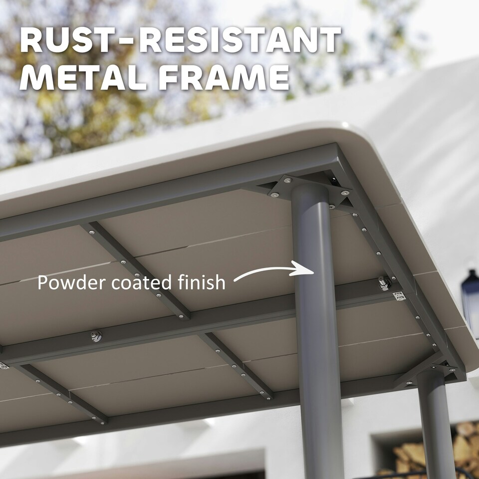 image 1 of Outsunny Garden Table with Rust Resistant Metal Frame, Light Grey Grey | Light Grey