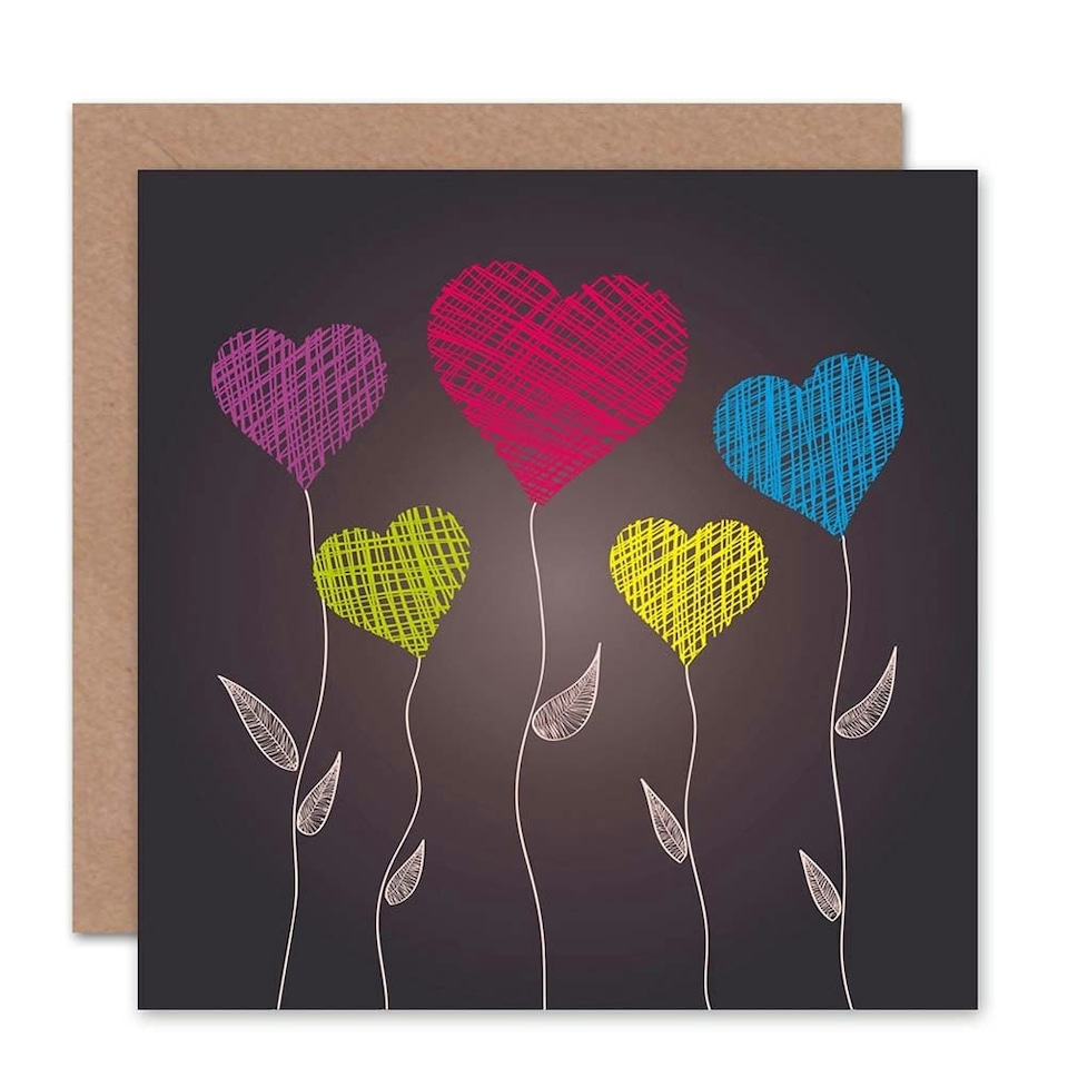 image 1 of Love Heart Balloons Romance Anniversary Valentines Day Card