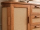 image 6 of Solid Mango Wood Sideboard Buffet Cabinet with Cane Doors & Drawers – Dark Oak Finish Credenza Storage Cabinet, No Veneer Console Table, Fully Assembled with Legs to Attach, Mid Century Modern Furniture