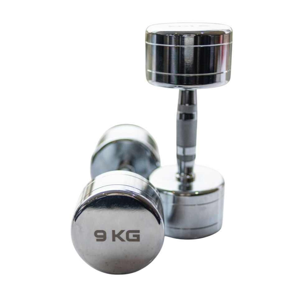 Modern Fitness 18kg Chrome Dumbbell Set 2 x 9kg Solid Steel Weight Pair with Ergonomic Grip