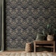 image 4 of World Of Wallpaper Folk Floral Textured Wallpaper - Navy/Pink/Olive - 10m x 53cm Blue