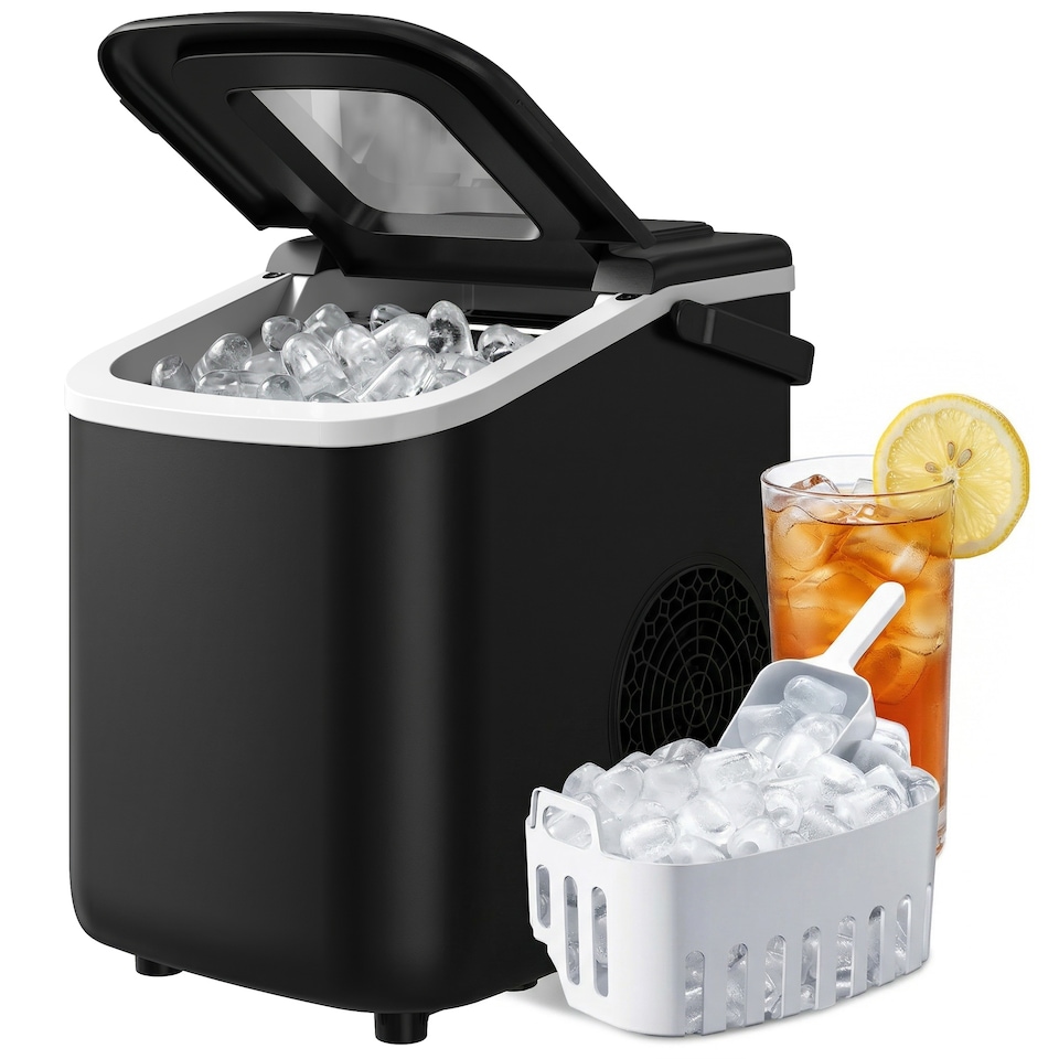 image 1 of HOMCOM Countertop Ice Maker Machine Self-Cleaning 2 Sizes Black