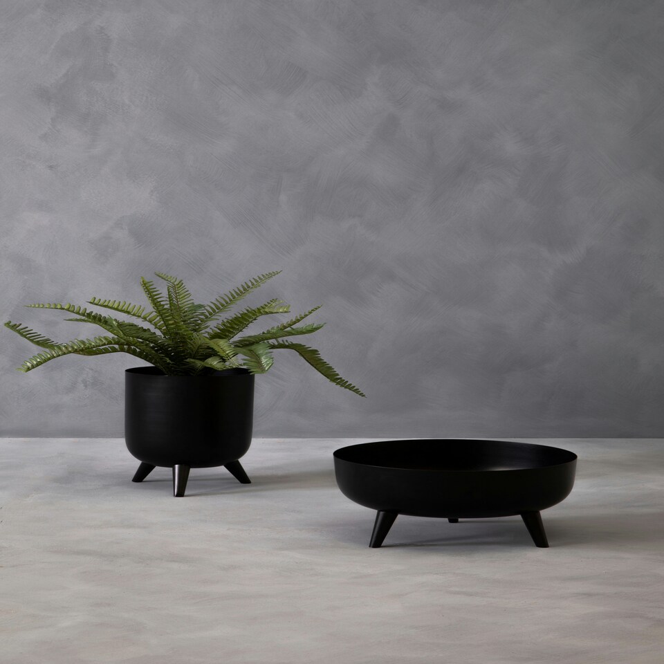 image 1 of Interiors by Premier Elegant Design Black Planter, Durable Construction Of Garden Pot, Portable Lightweight Outdoor Garden Pot Black