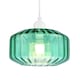 image 1 of Modern Emerald Green Ribbed Glass Non Electric Pendant Shade with Flat Style | Green