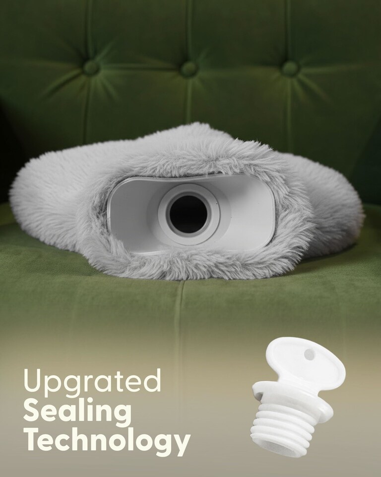 image 1 of Keplin Fluffy Faux Fur Hot Water Bottle 2 Litre with Hand Warming Cover