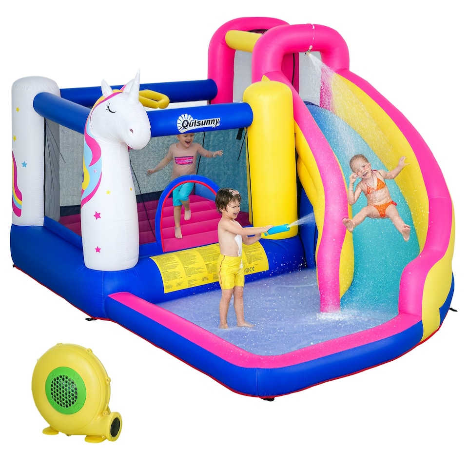 image 1 of Outsunny 5 in 1 Bouncy Castle for Children with Blower, for Ages 3-8 Years