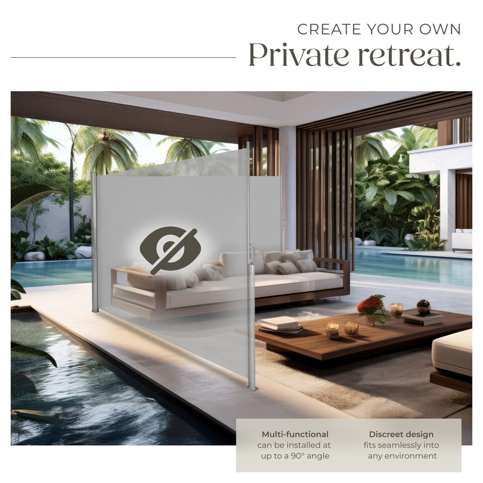 image 1 of Double-sided retractable awning and privacy screen | Grey | grey | 1