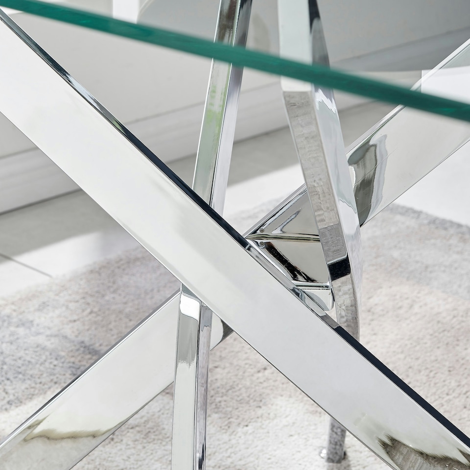 image 1 of Furniturebox Leonardo 4 Glass And Chrome Metal Dining Table