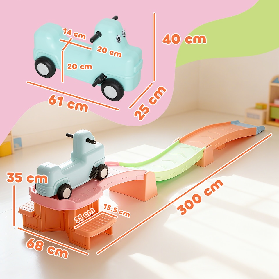 image 1 of AIYAPLAY 3(m) 4 Pieces Up and Down Kids Rollercoaster, for 2-5 Years, Orange