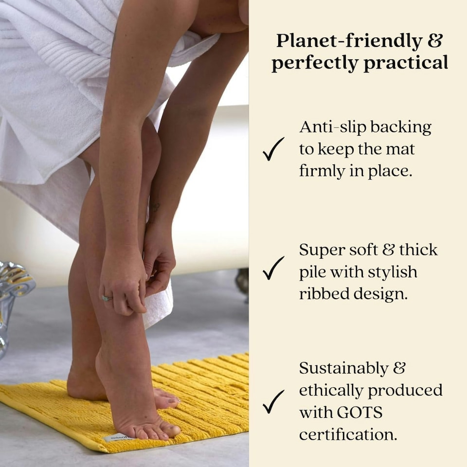 image 1 of Organic Cotton Ribbed Bath Runner - Ochre