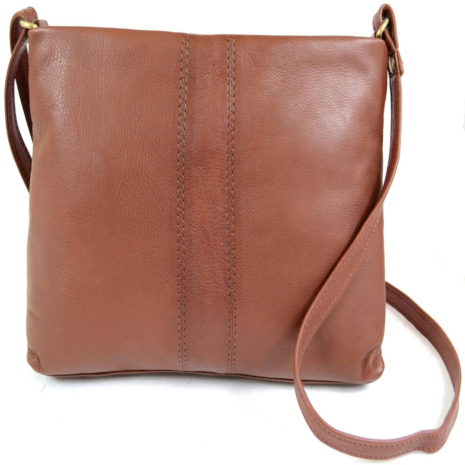 image 1 of Soft Premium Leather Shoulder / Cross Body Bag Brown | Tan
