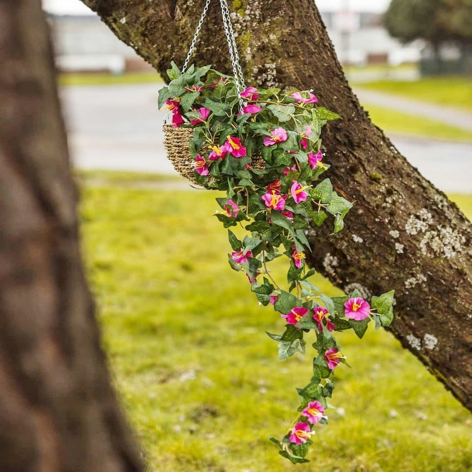 image 1 of Marco Paul Artificial Faux Floral Hanging Basket