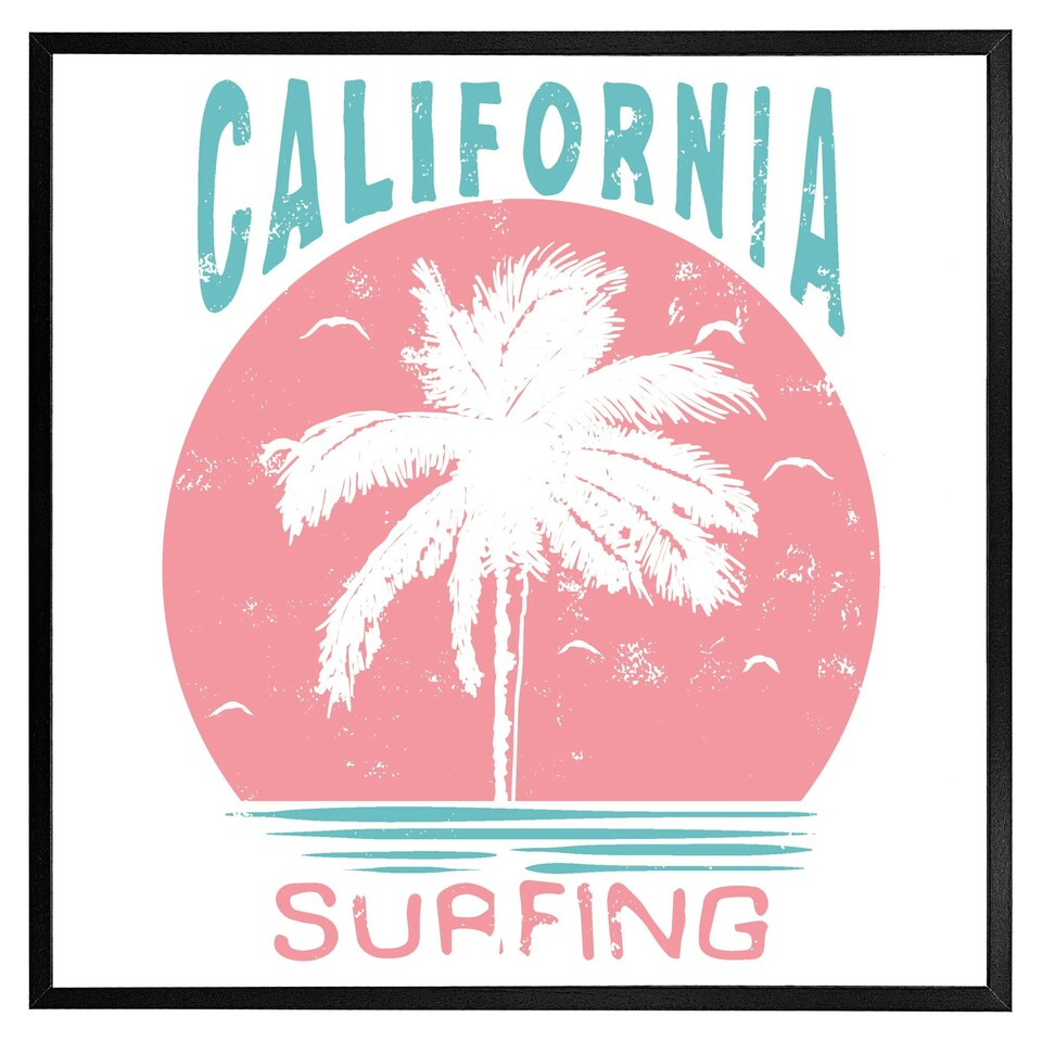 image 1 of California surfing (Picture Frame) White | XL