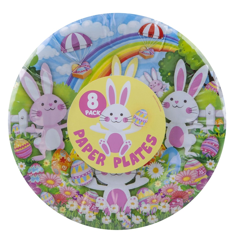 image 1 of vfm-estore Easter Paper Plates 8-Pack - 7" Bunny Design