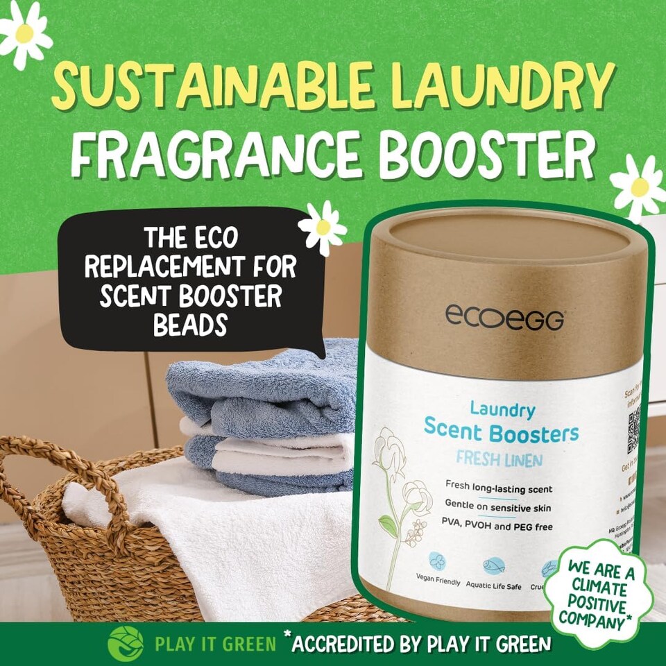 image 1 of Ecoegg Laundry Scent Boosters - Fresh Linen Twin Pack (2 x 250g) – Long Lasting Fragrance, Plastic-Free, PEG-Free, No Microplastics