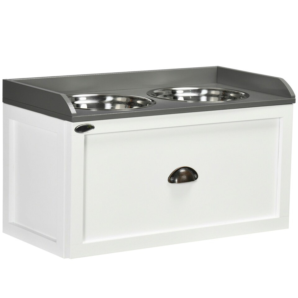image 1 of PawHut Stainless Steel Raised Dog Bowl w/ 21L Storage Drawer, for Large Dogs