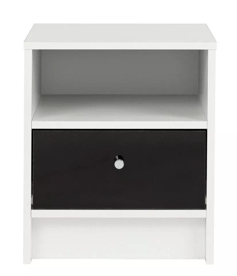image 1 of Malibu Compact Bedside Cabinet with Side Table Storage | White | White & Set of 2 | 2