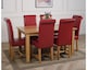 image 4 of Oslo 150 x 90 cm Medium Oak Dining Table and 6 Washington Leather Chairs | Red | Red