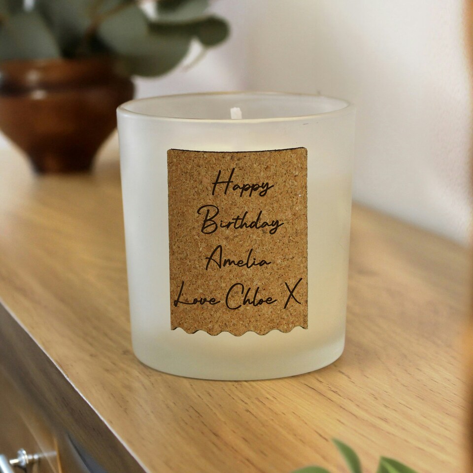 image 1 of Personalised Cork Label Candle Jar Clear