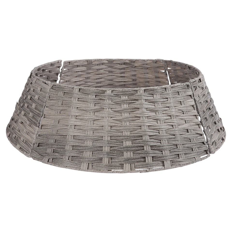 image 1 of 76cm Christmas Xmas Tree Skirt Round Decorative Festive Base Stand Cover 4 Pcs | Grey | Grey