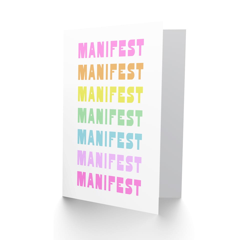 image 1 of Manifest Manifest Manifest Colourful Modern Good Luck Greeting Card