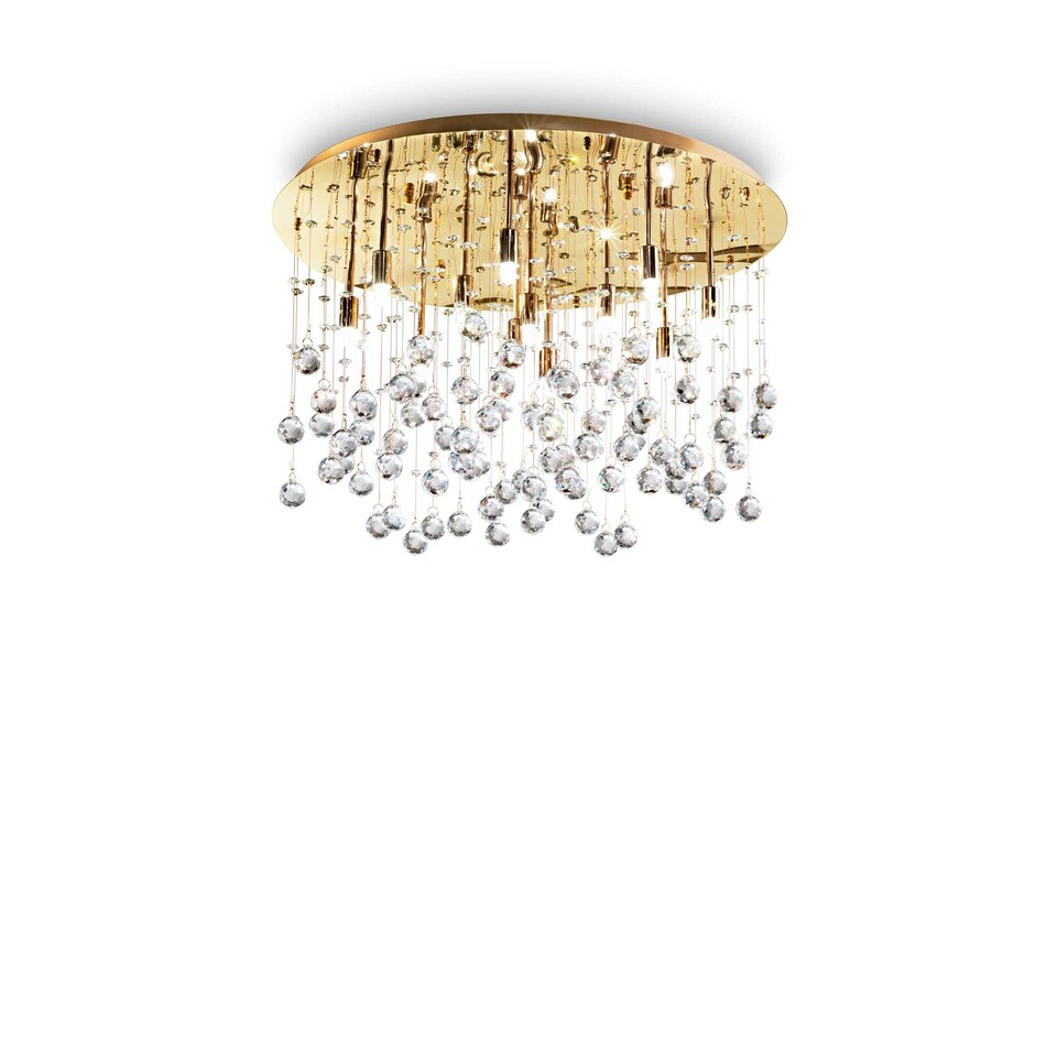 Moonlight 12 Light Large Semi Flush Ceiling Pendant Gold, G9