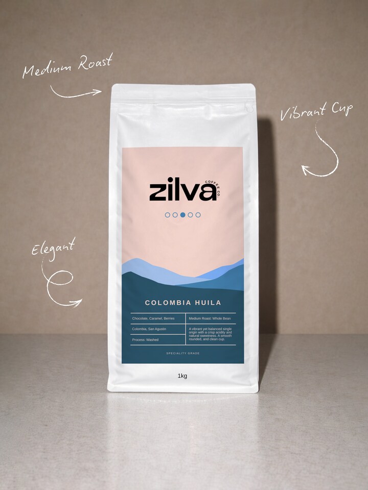 image 1 of Zilva Colombia San Agustin Speciality Coffee Beans - Medium Roast - 1Kg