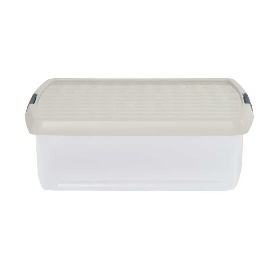 image 1 of Wham Clip 5x 13.2L Square Plastic Storage Boxes with Clip Lock Lids. Ideal for Home, Office, Toys & More - Clear/Stone | Cream | Stone | 5
