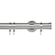 image 1 of 35mm Fixed Length Metal Curtain Pole Set Chrome End Cap Finial 105cm | Silver | Silver