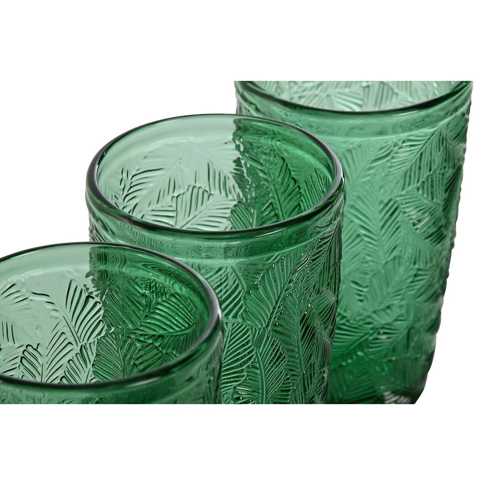 image 1 of Set of glasses Home ESPRIT Green Crystal With relief 370 ml (6 Units) N/A
