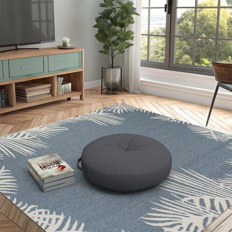 image 1 of Covers&All Round Chair Cushions with Handle, Thick Outdoor Indoor Cushion and Floor Pillow for Patio, Gray