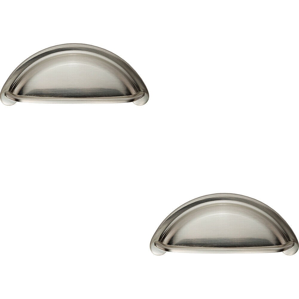 Loops 2x Cabinet Cup Pull Handle 94 x 41.5mm 76mm Fixing Centres Satin Nickel in Metallics