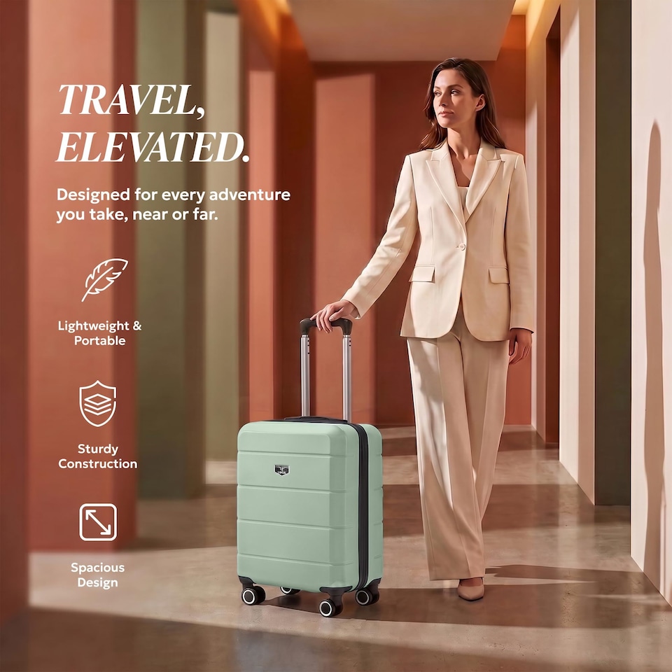 image 1 of Lugg Jetset Lightweight ABS Hard Shell Cabin Suitcase with 4 Spinner Wheels (45x33x20 cm)
