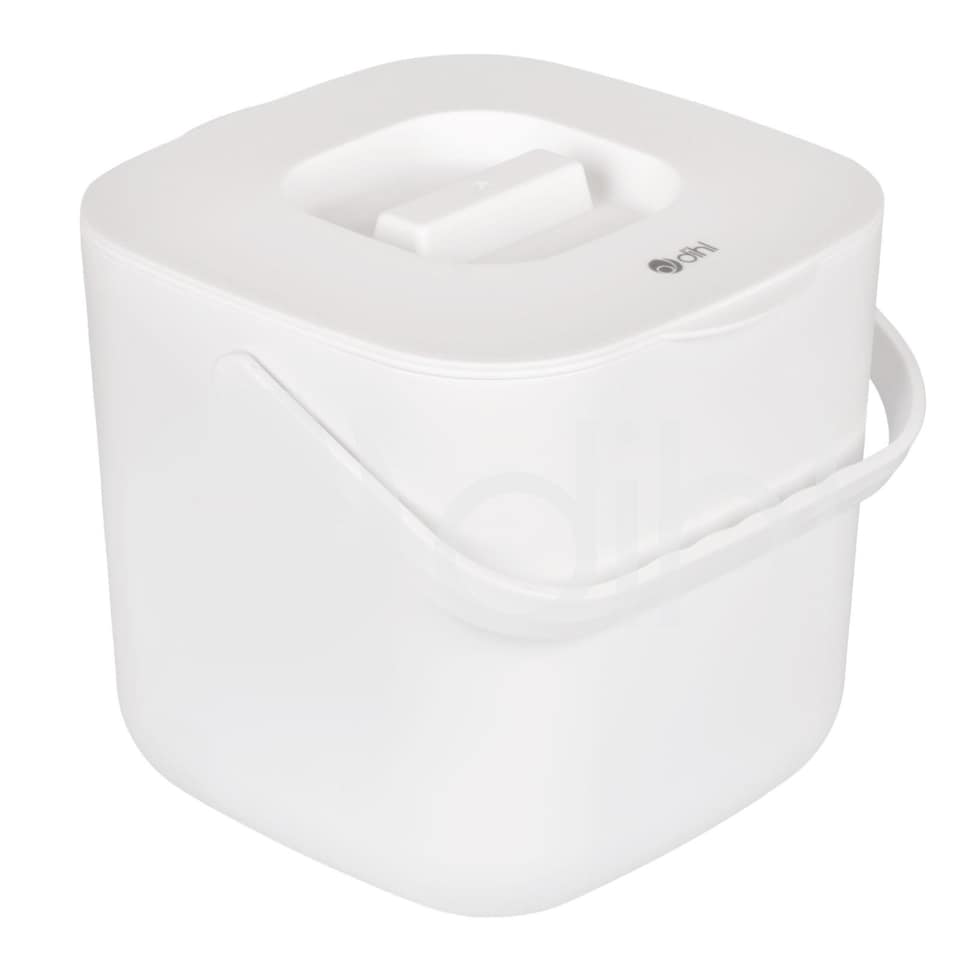 image 1 of Dihl 7 Litre Indoor Kitchen Compost Caddy Bin, with Strainer and Odour Seal, 7L, Recycle Organic Waste, White