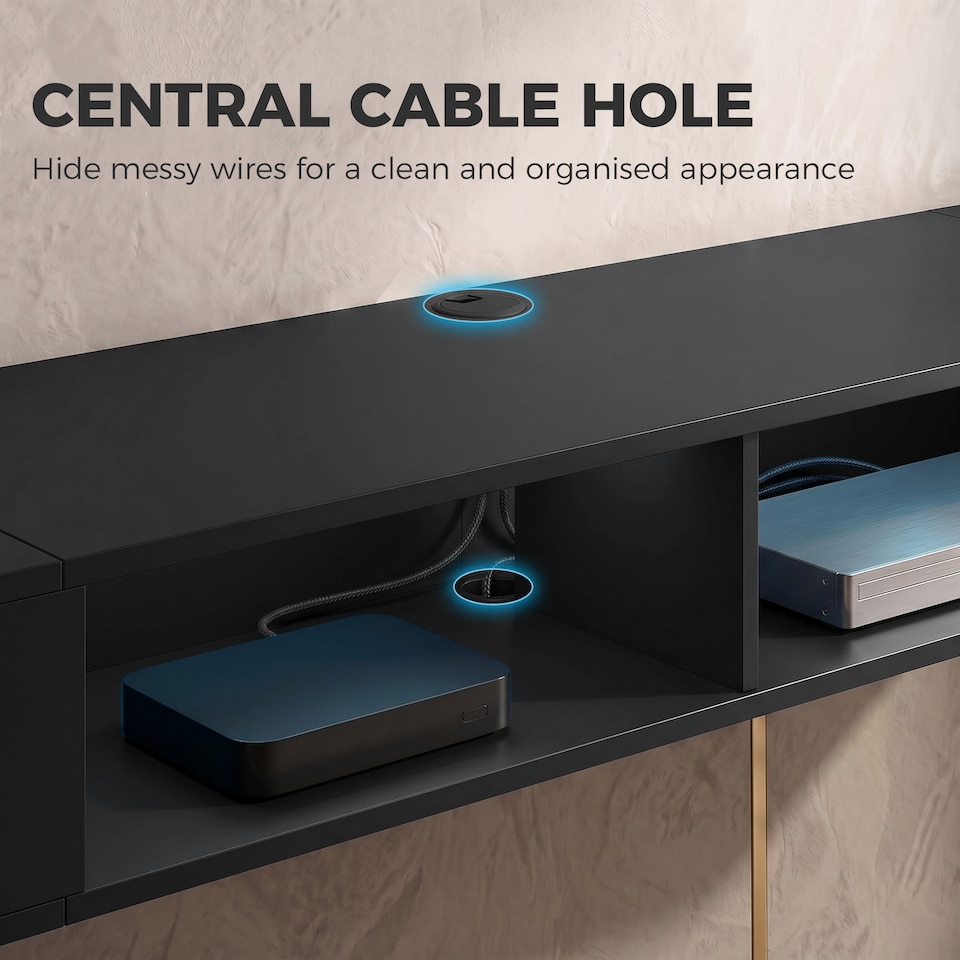 image 1 of HOMCOM TV Stand with RGB LED Lights for 75-Inch TV
