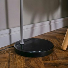 ValueLights Modern Cool Grey And Black GU10 Angled Floor Lamp With Black Marble Base