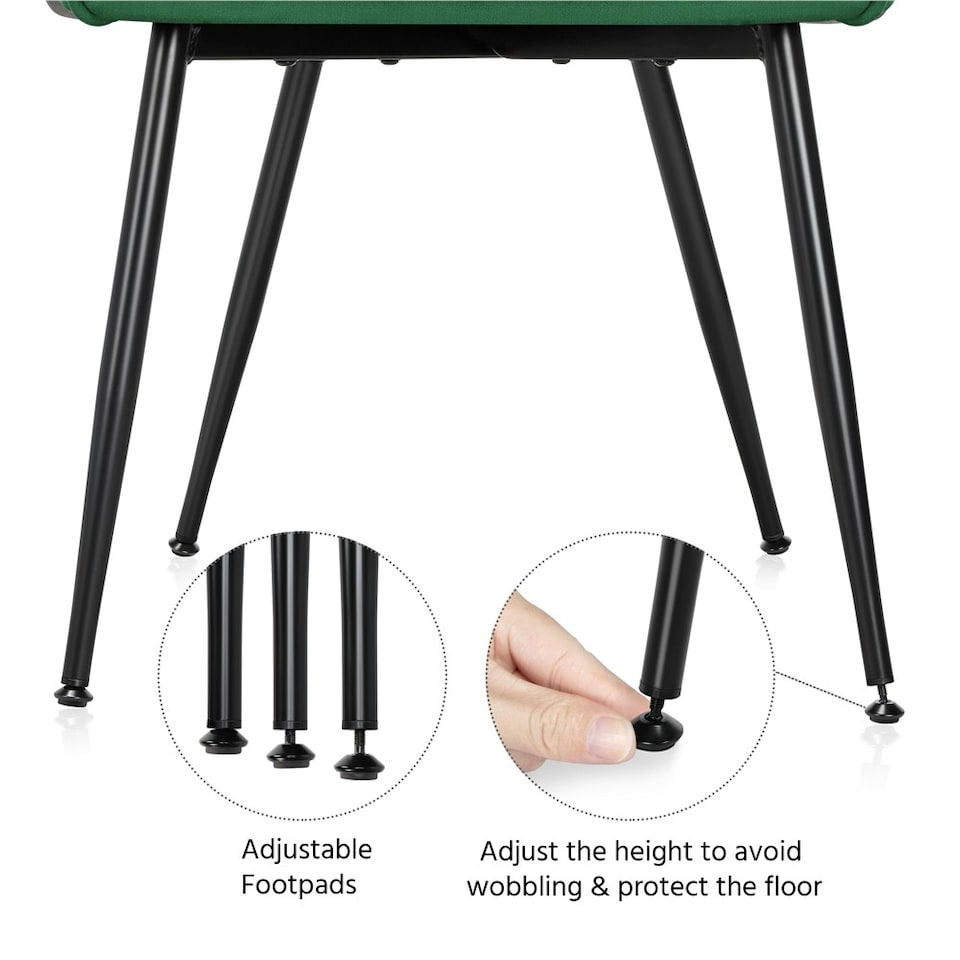image 1 of Yaheetech Set of 2 Upholstered Dining Chairs with Velvet Fabric Green
