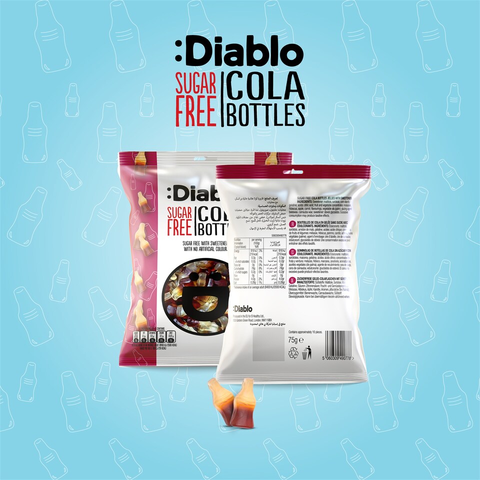 image 1 of Diablo Sugar Free Cola Bottles 75g 3 Pack